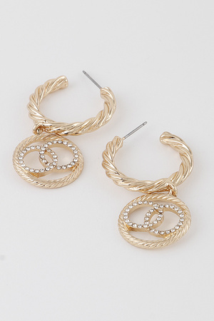 Twisted Overlapping Beaded Circle Drop Earrings