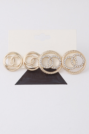 Jeweled OO Stud Earrings Set