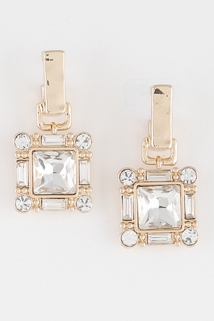 Multi Crystal Square Drop Earrings