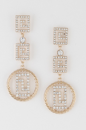 Jeweled Greek Key Earrings