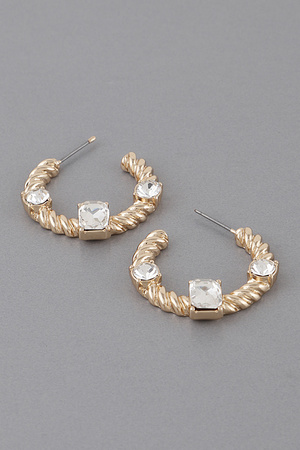 Twisted Jewel  Hoop Earrings