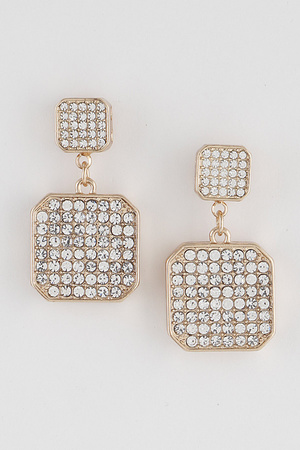 Jeweled  Square Drop  Earrings