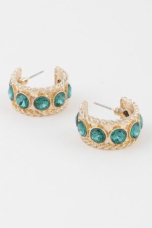 Wide Crystal Hoop Earrings
