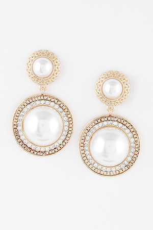 Double Framed Pearl Drop Earrings