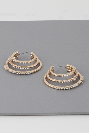 Triple Jeweled Hoop Earrings