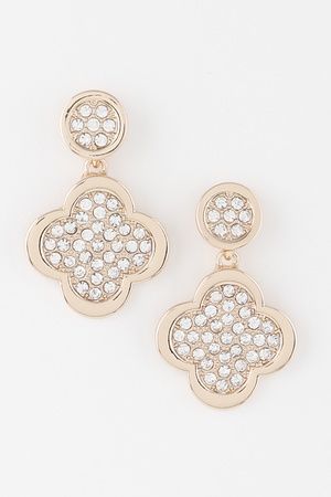 Jeweled Clover Drop Earrings