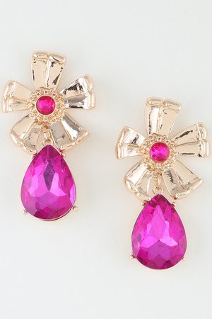 Flower Crystal Teardrop Earrings