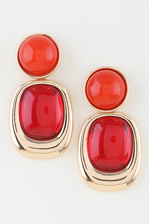 Solid Stone Frame Drop Earrings