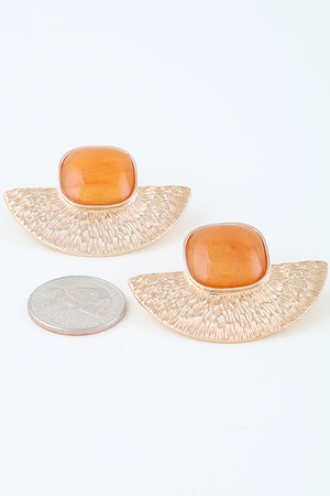 Bright Aztec Stone Half Moon Earrings