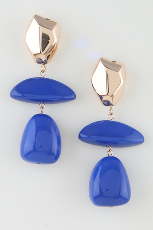 Retro Geometric Stone Drop Earrings