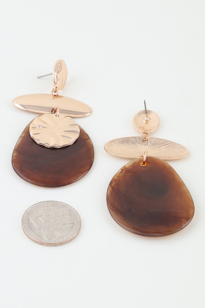 Modern Disc Stone Drop Earrings