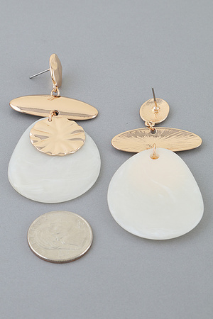 Modern Disc Stone Drop Earrings