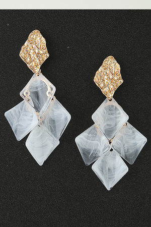 Marble Stone Diamond Scale Drop Earrings