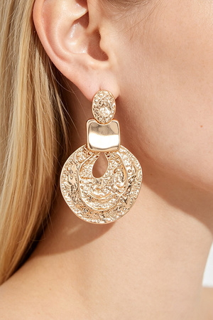 Hammered Ripple Loop Drop Earrings
