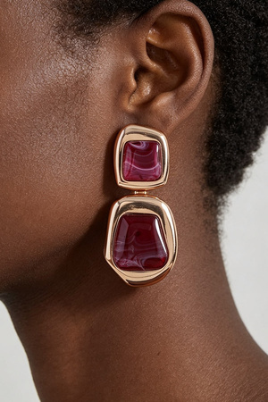 Polished Abstract Twin Stone Drop Earrings