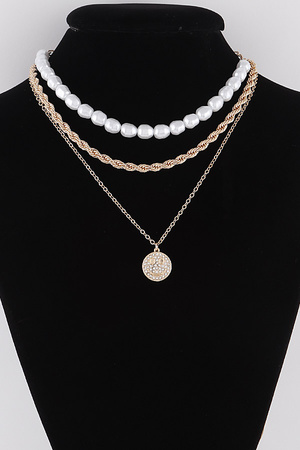 Multi Chain N Pearl Necklace