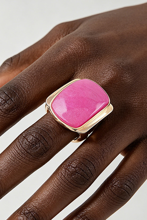 Marble Stone Cubic Statement Ring