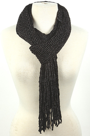 Wrap Around Square Knitted Fringe Scarf 4KAH