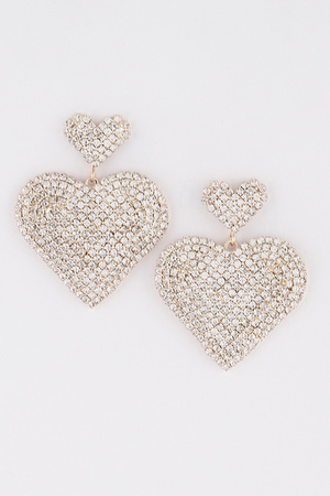 Jeweled Heart  Drop Earrings