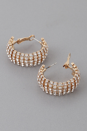 Small Rhinestone Embedded Hoop Earrings