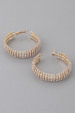 Rhinestone Embedded Hoop Earrings