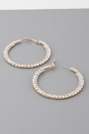 Simple Jewel Lined Hoop Earrings