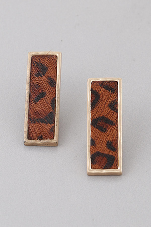 Animal Print Vertical Bar Earrings