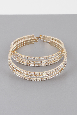 Triple Jewel Hoop Earrings