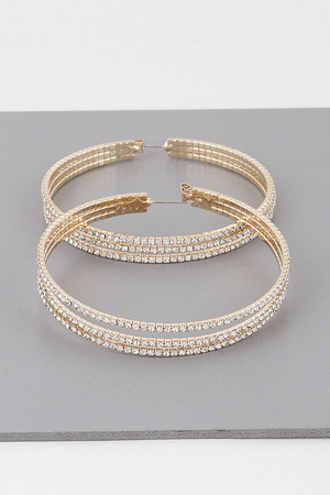 Wide Triple Jewel Hoop Earrings