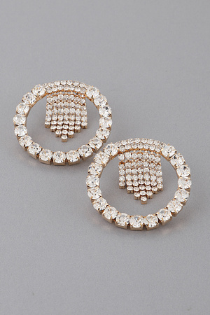 Jeweled Circle Drop Earrings