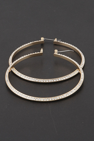 Thin Jewel Embedded Hoop Earrings
