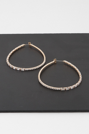 Rhinestone Oval Hoop Earrings