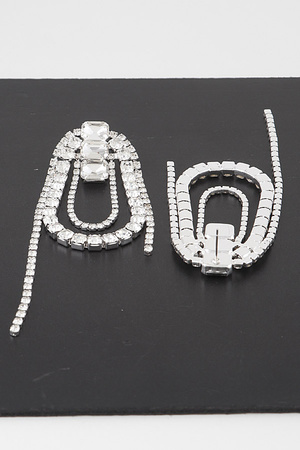 Oval Rhinestone Fringe Earrings