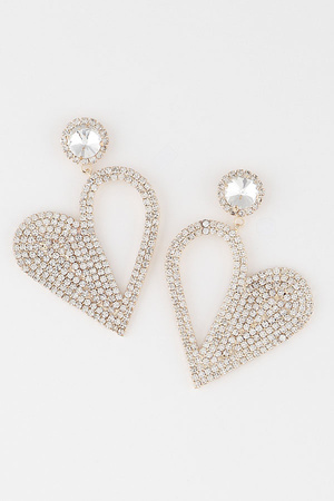 Half Jewel Heart Drop Earrings