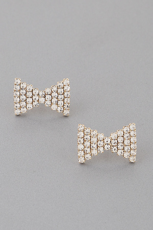 Jeweled Bow Tie Stud Earrings