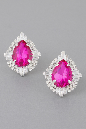 Jeweled Teardrop Crystal Stud Earrings