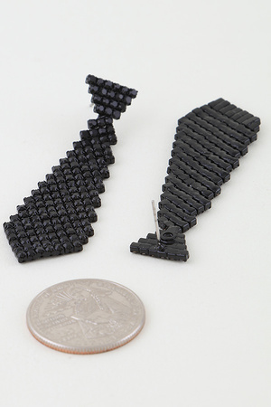 Bejeweled Suit Tie Drop Earrings