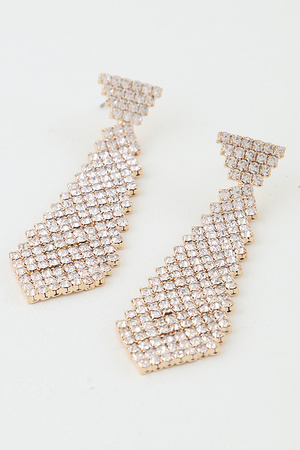 Bejeweled Suit Tie Drop Earrings