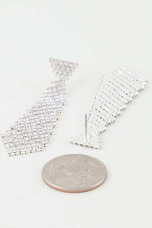 Bejeweled Suit Tie Drop Earrings