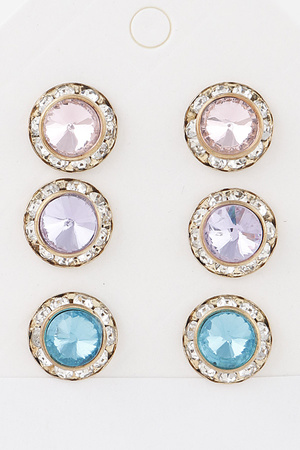 Multi Jeweled Stud Earrings Set
