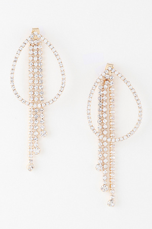 Rhinestone Teardrop Curtain Earrings
