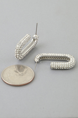 Bejeweled Link Chain Hoop Earrings