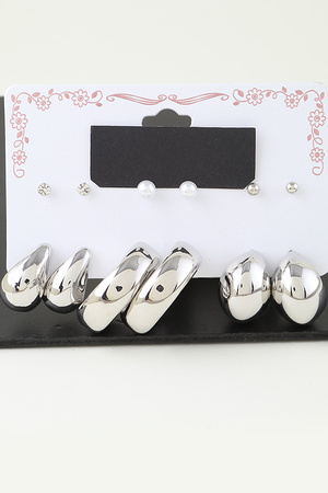 Multi Shiny Modern Hoop Earrings Set