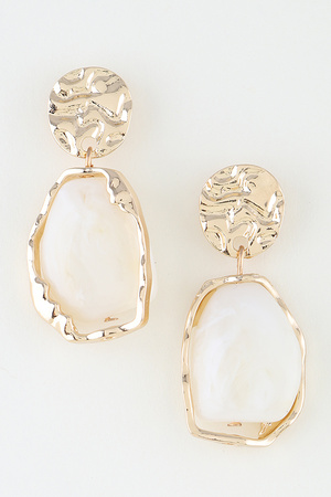 Abstract Hammered Stone Drop Earrings