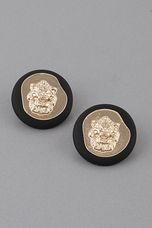 Lion Emblem Stud Earrings