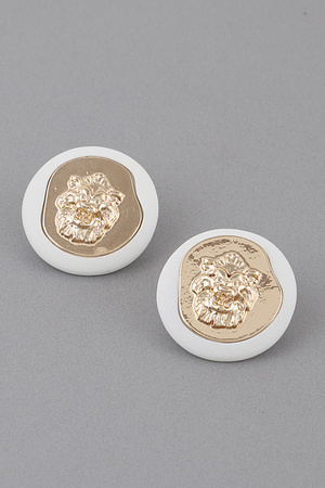 Lion Emblem Stud Earrings