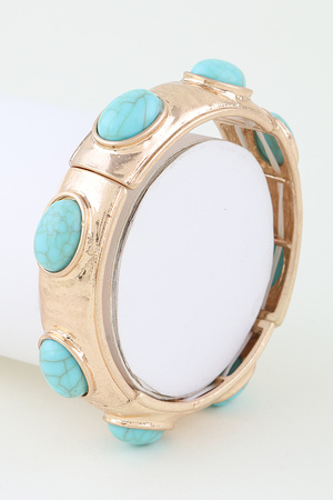 Oval Marble Stone Cuff Bracelet