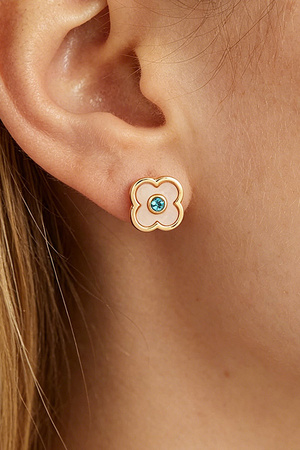 Luxury Rhinestone Marble Clover Earrings