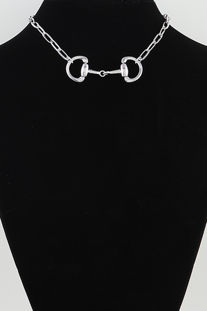 Polished Horseshoe Toggle Chain Choker Necklace