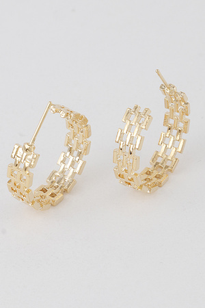 Double Melted Chain Hoop Earrings